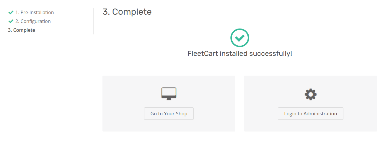 install page complete step