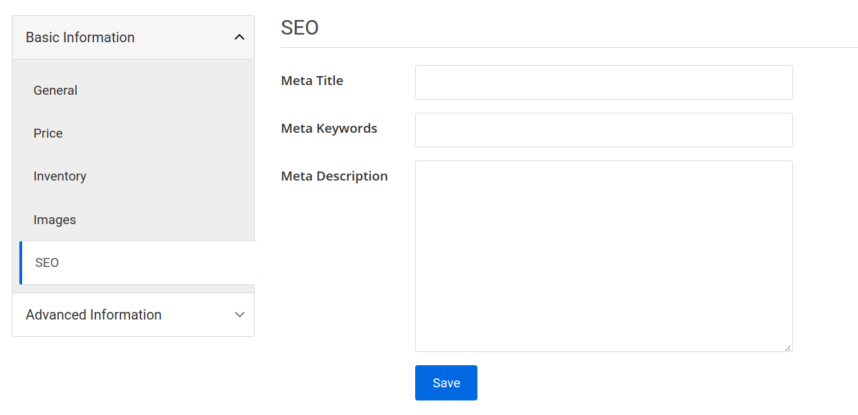 product create page seo tab