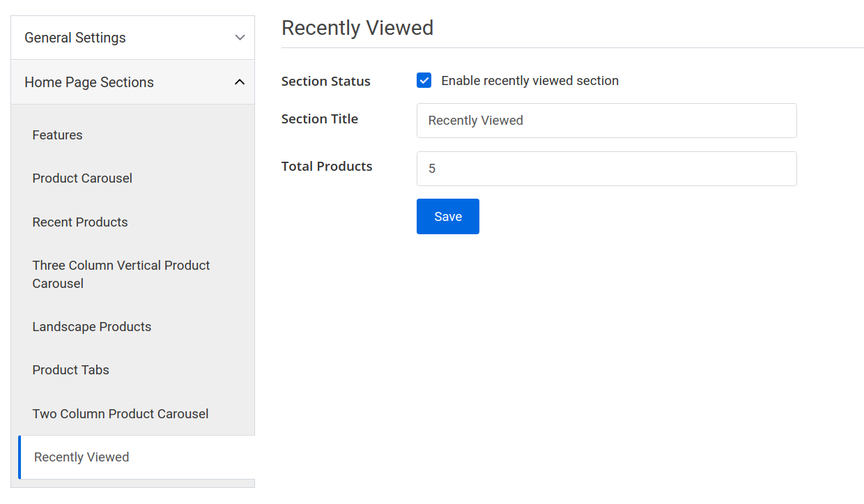 storefront page recently viewed tab
