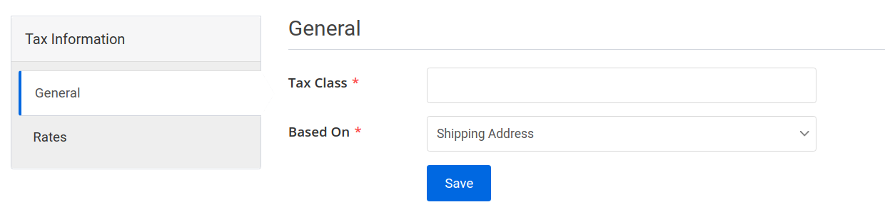 tax create page general tab