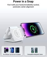3-in-1 Magnetic Foldable Wireless Charger WHT1 – Fast Charging Station for iPhone, Apple Watch & AirPods, - Image 8
