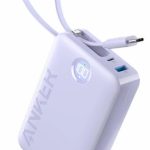 Anker 20000mAh 22.5W Power Bank with Built-In USB-C Cable (Model: A1647H21) – Fast Charging, Portable Charger,