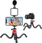AY49G Vlogging Kit – Complete Video Making Set with Tripod, Microphone, and LED Light,