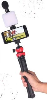 AY49Z Vlogging Kit – Complete Video Making Set with Tripod, Microphone, and LED Light, - Image 4