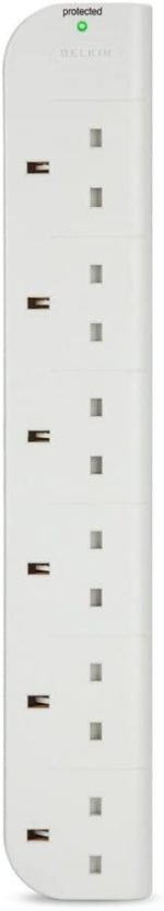 Belkin 6‑Socket UK Surge Protector Extension – 1 m Cable, 1080 J Surge Shield & Rotating Plug - Image 2
