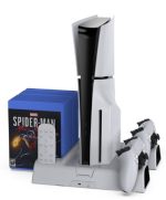 Dobe TP5-3532B Multifunctional PS5 Cooling & Charging Dock – Dual Controller Charger with RGB Lighting & Game Storage,