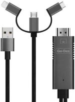 GO-DES GD-8272 3-in-1 HDTV Cable – Lightning, Micro USB, and USB-C to HDMI Adapter, 1080p HD Output Price In Muscat Oman