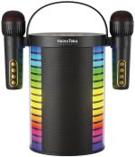 Haino Teko MS-97 Wireless Bluetooth Speaker with Dual Wireless Microphones – Portable Karaoke Speaker with LED Lights