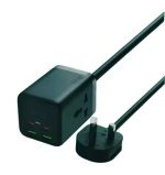 Heatz ZA66 6-in-1 Power Adapter 65W GaN – Universal Fast Charger with 2 AC Outlets, 4 USB Ports (2 USB-A, 2 USB-C)