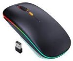 HP W10 Bluetooth & Wireless Dual Mode RGB Mouse – Rechargeable, Silent Click, Adjustable DPI, Slim Ergonomic Design,