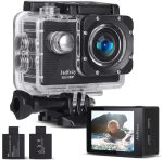 Jadfezy Waterproof Action Camera 1080p - WiFi, Dual Battery, 30m Dive-Proof + Accessories Kit