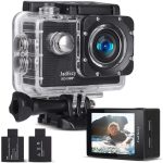 Jadfezy Waterproof Action Camera 1080p - WiFi, Dual Battery, 30m Dive-Proof + Accessories Kit