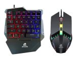 Jeqang JK-913 2-in-1 One-Hand RGB Gaming Keyboard & Mouse Combo – Wired Mechanical Feel with Wrist Rest
