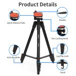 Jmary KP-2205 Lightweight Aluminum Tripod with Mobile Holder – 134cm Max Height - Image 2