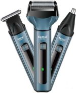 Kemei KM-1433 3-in-1 Electric Trimmer for Men – Beard, Nose & Body Grooming Kit