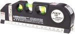 Laser Level Pro3 EW00968 – 5-in-1 Multipurpose Construction Tool with 8ft/2.5m Measuring Tape, Horizontal & Vertical Laser Beams