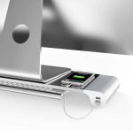 Monitor Stand “Space Bar” Silver – Aluminium Ergonomic Riser with USB Hub & Storage – - Image 4