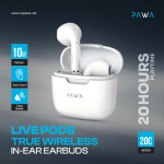 Pawa Eco Plus Semi-In-Ear Wireless Earbuds PW-EBW052-WH – Bluetooth 5.3, Type-C Charging - Image 2