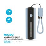 Pawa Micro Mini 5000mAh Powerbank with Torch & Built-in Cable (Model: PBMM5T20) – Compact & Portable Charging Solution, Price in Oman - Image 3
