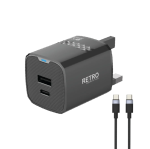 Pawa Retro 25 W PD+QC USB-C to USB-C Cable Bundle (TR225UKT) – Fast-Charge PD & QC Charger with Cable (Price In Oman)