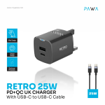 Pawa Retro 25 W PD+QC USB-C to USB-C Cable Bundle (TR225UKT) – Fast-Charge PD & QC Charger with Cable (Price In Oman) - Image 2