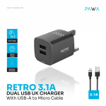 Pawa Retro 3.1A Dual USB + USB-A to Micro Cable (TCR31UKM) – Fast Charge Dual-Port Micro USB Cable (Price In Oman) - Image 2