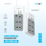 Pawa Universal Power Strip with Timer in Oman – 45W Smart Charging Control - Image 3