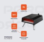 Porodo 12" Outdoor Pizza Oven (PD-LFST069-BK) – Portable Gas Oven with Stone Plate, Foldable Legs & 500°C Rapid Heating - Price In Muscat - Image 2