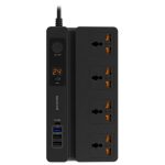 Porodo 4 AC 3 USB & USB-C PD 35W Multiport Socket 3M 3000W UK Plug – Model PD-FWCH007-BK