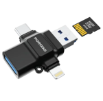 Porodo 4-in-1 USB 3.0 OTG Card Reader ETK-09 – Lightning & Type-C + USB 3.0, Micro-SD Support, Plug-and-Play –