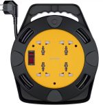 Porodo 4-Port Universal AC Socket Extension Reel with 10M Cable – Heavy-Duty Power Strip (PD-4ACE10M)