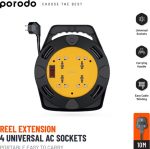 Porodo 4-Port Universal AC Socket Extension Reel with 10M Cable – Heavy-Duty Power Strip (PD-4ACE10M) - Image 2