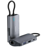 Porodo 4K 7‑in‑1 Multi‑Port USB‑C Hub (Model PDRDS71GY) – Aluminium Alloy, 100 W Power Delivery, Ethernet & SD - Image 2