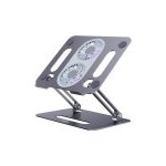 Porodo Adjustable Aluminum Laptop Stand with Cooling Fan (PD-ALSCF-GY) – Ergonomic, Foldable, and Portable,