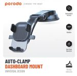 Porodo Auto-Clamp Dashboard Mount (PD-FE1CRM-BK) – Universal Design, 360° Rotation, One-Hand Operation, Strong Adhesive, - Image 2