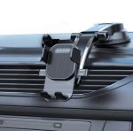 Porodo Auto-Clamp Dashboard Mount (PD-FE1CRM-BK) – Universal Design, 360° Rotation, One-Hand Operation, Strong Adhesive, - Image 3