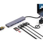 Porodo Blue 7-in-1 USB-C Hub PB-71HBC – 4K HDMI, Dual USB-C, USB 3.0/2.0, SD/MicroSD Card Reader, 100W PD - Image 3