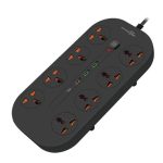 Porodo Blue 8AC Universal Power Strip FWCH035 – 3000W, 3m Cable, USB-C & USB-A Ports,