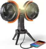 Porodo Dual Head Fan with Tripod Base, LED Light & Power Bank PD-LFST150 – Portable Rechargeable Cooling Fan - Price in Oman