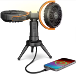 Porodo Dual Head Fan with Tripod Base, LED Light & Power Bank PD-LFST150 – Portable Rechargeable Cooling Fan - Price in Oman - Image 2
