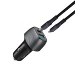 Porodo Dual Port PD Car Charger 38W with Braided Type-C to Lightning Cable – PDDC26BK - Image 2