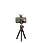Porodo Flexible Versatile Tripod PD-TRPH-BK – 360° Panoramic Head, 1/4" Mount Screw, High-Density Foam Legs, Up to 2kg Load Capacity,