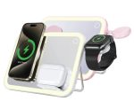 Porodo LFST108 Multi-Device Wireless Charging Mirror with LED Light – MagSafe Compatible, Adjustable Stand, 3-in-1 Charger,
