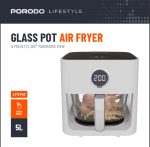 Porodo Lifestyle 5 L Glass Pot Air Fryer PD‑LFGPAF5L‑WH – 1000 W Touch Panel with 7 Presets & Timer (Price In Oman) - Image 3
