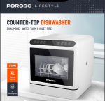 Porodo Lifestyle Counter-Top Dishwasher PD-LFST046-WH – Compact, Energy-Saving Dishwasher for Modern Kitchens, - Image 5