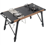 Porodo Lifestyle Dual-Burner Camping Table – 304 Stainless Steel Butane Cooking Set (Model PDLFST219BK)