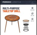 Porodo Lifestyle Multi-Purpose Tabletop Grill – Foldable Birch Wood Design, Portable Outdoor Cooking Station, - Image 2