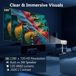 Porodo Lumio Smart FHD Projector PDTS17 – 1080p Full HD, 180 ANSI Lumens, Android 13, Telescopic Stand & Wireless Mirroring | - Image 3