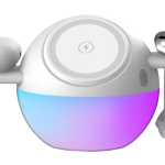 Porodo Orbix 3-in-1 Wireless Charger + Adjustable Ambient Light PDMSWCWH – MagSafe-Compatible Triple Charging Dock