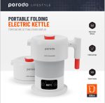 Porodo PD-KTLD850W-WH Portable Folding Electric Kettle – 600ml, 850W, Touch Display, Boil-Dry Protection – Ideal for Travel and Compact Kitchens - Image 2